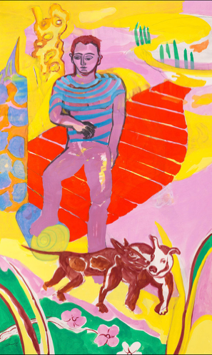 Standing Figure and Two Dogs